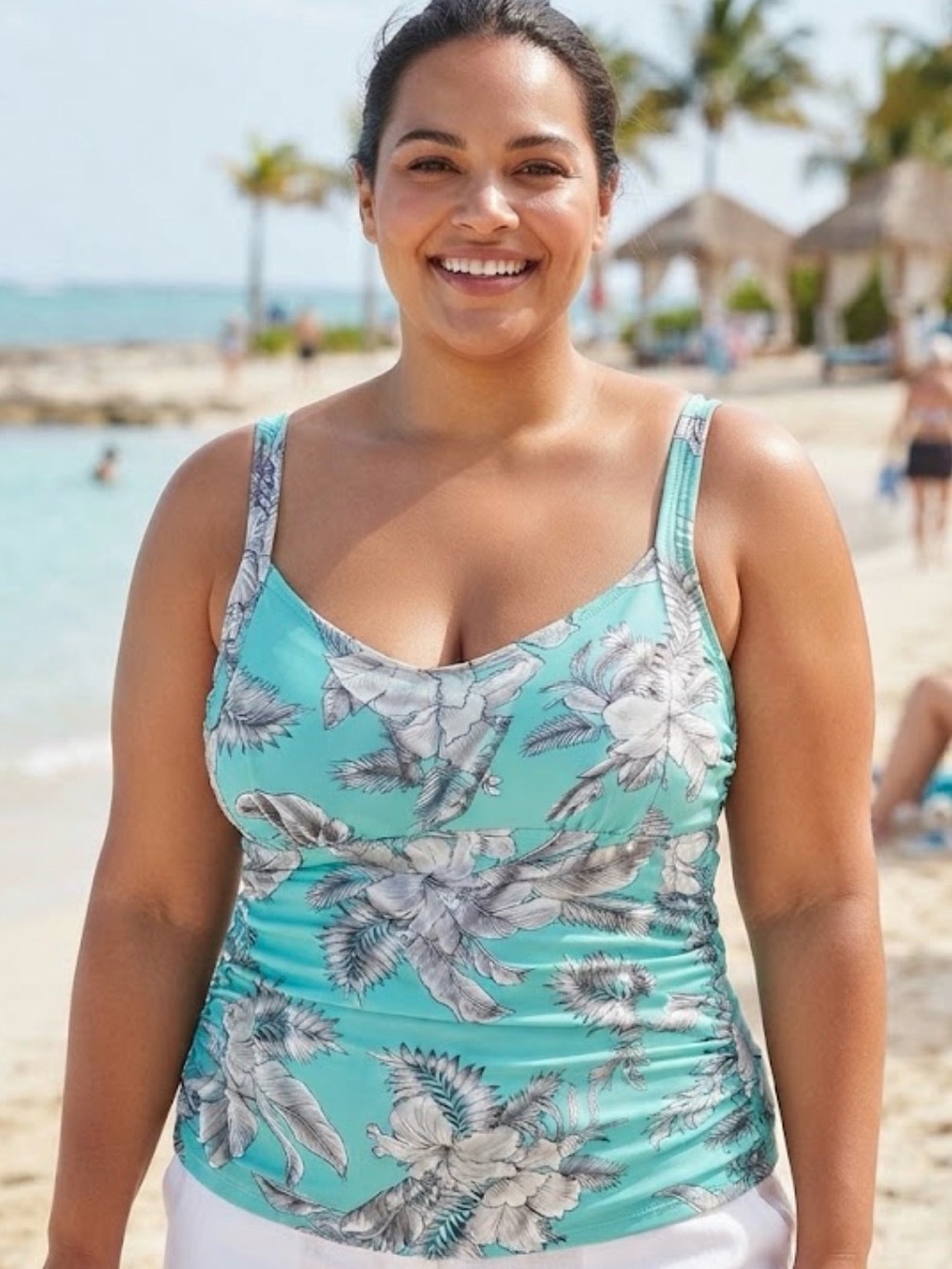 St. John's Bay Turquoise Floral Swim Tankini Top